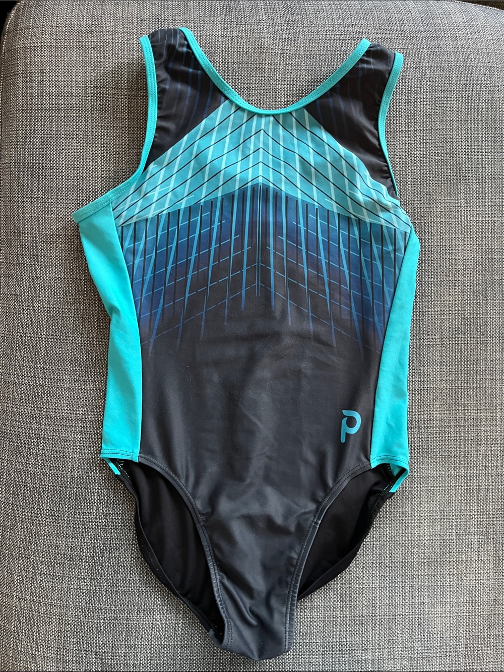 Plum Turquoise and black leotard size small